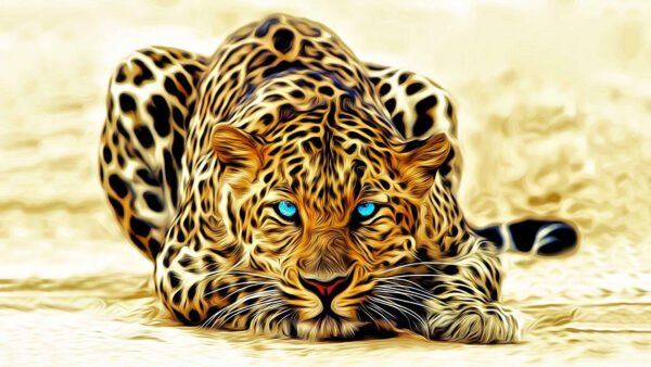 Wallpaper Cheetah, Eyes, Blue, Fantasy