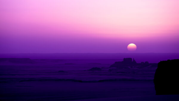 Wallpaper Purple, Sea, Sunset, Desktop, With, Mobile