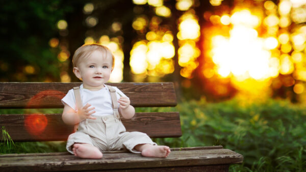 Wallpaper Dress, Desktop, Boy, Background, Baby, Wearing, Bench, Bokeh, Blur, Sitting, White, Wooden, Cute