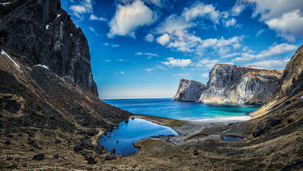 Wallpaper Clouds, Under, White, Rock, Nature, Desktop, Ocean, Mobile, Sky, Mountains, Blue