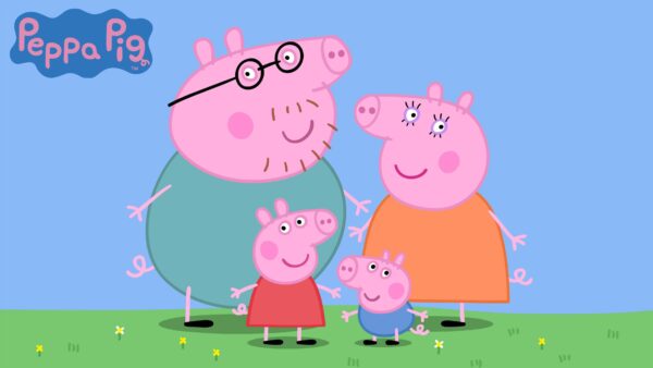 Wallpaper Hands, Peppa, Pig, Anime, Mummy, The, George, Air, Background, With, Blue, Daddy