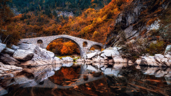 Wallpaper White, Mountain, Rocks, Mobile, Bridge, Desktop, Trees, Reflection, Colorful, Lake, Autumn, Background
