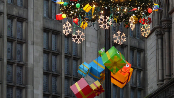 Wallpaper Snowflake, Gift, Building, Decoration, Colors, Christmas, Desktop