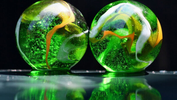 Wallpaper Cool, Green, Sphere, Glass, Background, Reflection