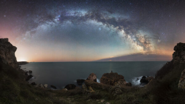 Wallpaper Nighttime, During, Nature, Above, Stars, Ocean, Sky, Milkyway, Beautiful