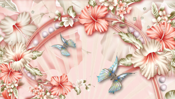 Wallpaper Exquisite, Exotic, Fancy, Floral, Butterfly, Glory