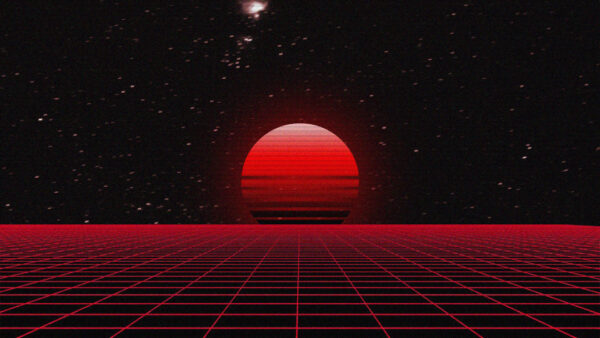 Wallpaper Moon, Vaporwave, RetroWave, Sky, Red, Starry