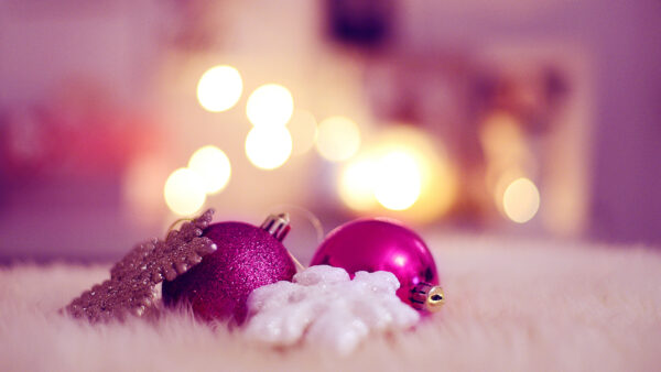 Wallpaper Dark, Lights, Blur, Background, Glitter, Christmas, Bells, Yellow, Bokeh, Pink