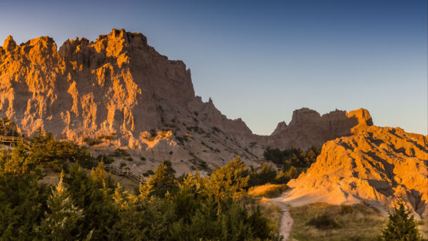 Wallpaper Bushes, Forest, Rock, During, Nature, Trees, Trail, Blue, Background, Desktop, Sky, Sunset, Mobile, Mountains