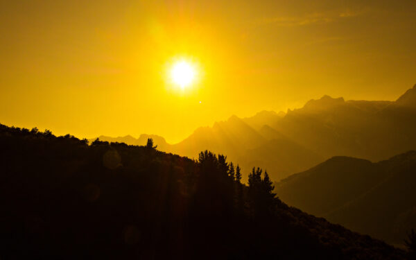 Wallpaper Dark, Beautiful, Sun, Mountains