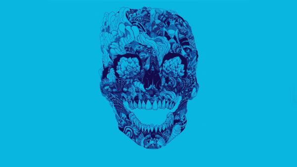 Wallpaper Indie, Blue, Background, Skull, Desktop