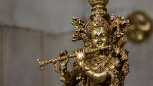 Wallpaper Krishna, Golden, Statue