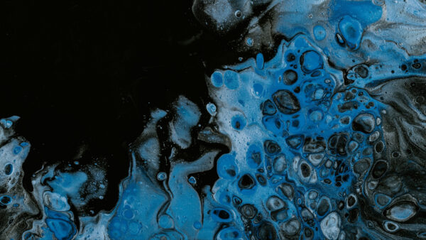 Wallpaper Abstract, Desktop, Liquid, Paint, Stains, Blots, Mobile, Spots, Black, Blue
