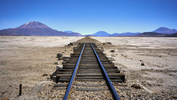 Wallpaper Travel, Blue, Background, Railroad, Mountains, Sky, Desert