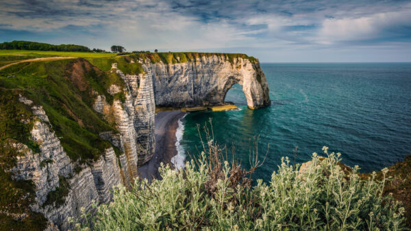Wallpaper Horizon, Ocean, Arch, Coast, France, Nature, Cliff