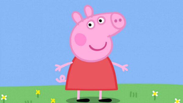 Wallpaper Red, Dress, Peppa, Blue, Background, Pig, Wearing, Anime