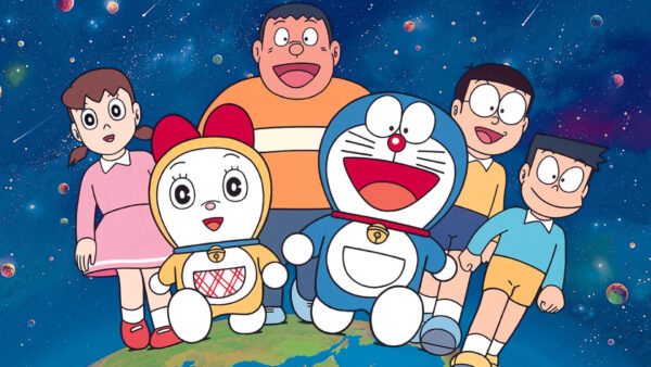 Wallpaper Background, Sky, Blue, Doraemon, Shizuka