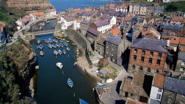 Wallpaper View, Whitby, Aerial, England, Europe, Staithes