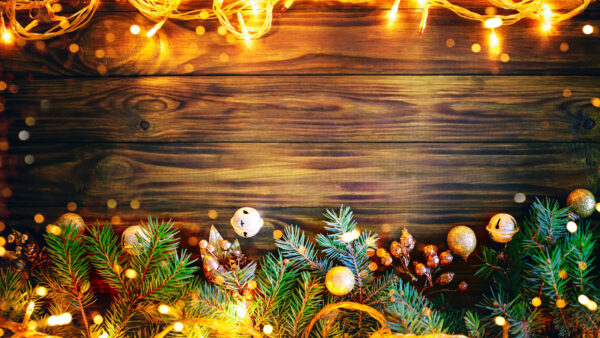 Wallpaper Mobile, Decoration, Tree, Balls, Leaves, Christmas, Desktop, Lights