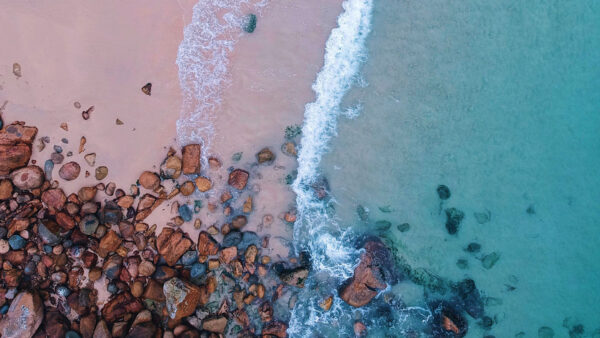 Wallpaper Waves, Aerial, Stones, Ocean, View