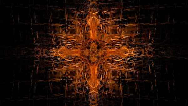 Wallpaper Black, Abstraction, Shape, Abstract, Fractal, Cross, Orange