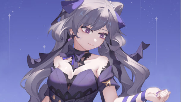 Wallpaper Background, Impact, Keqing, Purple, Genshin