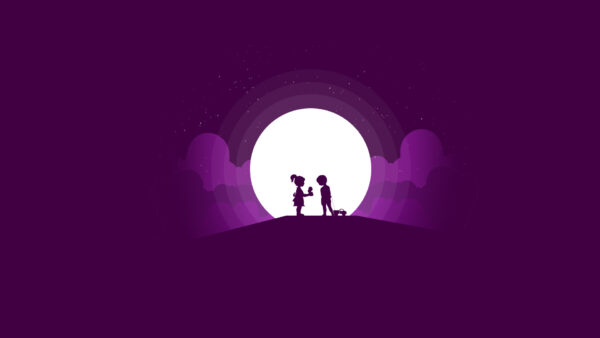 Wallpaper Silhouette, Cute, Minimal, Kids, Couple