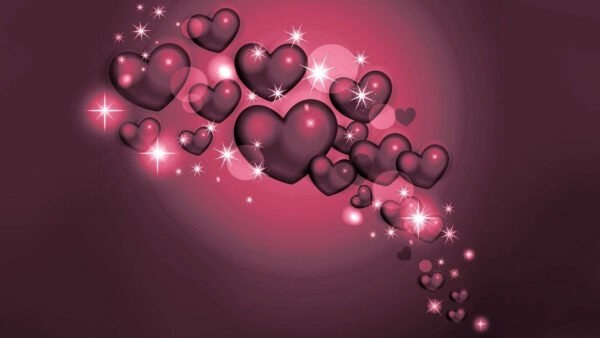 Wallpaper Glittering, Pink, Hearts, Heart, Desktop