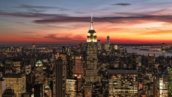 Wallpaper Sunset, Building, USA, Skyscraper, City, Travel, New, York