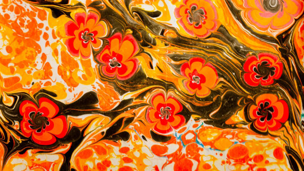 Wallpaper Yellow, Paint, White, Flower, Abstract, Pattern, Black, Liquid, Red