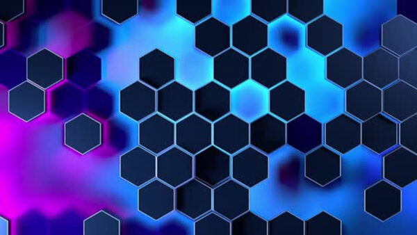 Wallpaper Abstract, Hexagon, Black, Shapes, Blue, Background, Purple
