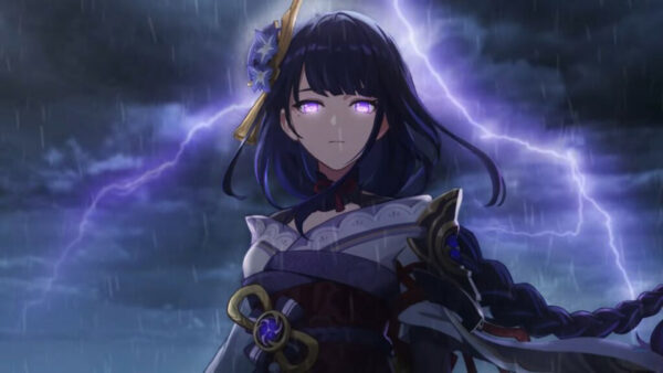 Wallpaper Purple, Baal, Background, Shogun, Lightning, Sky, Eyes, Raiden