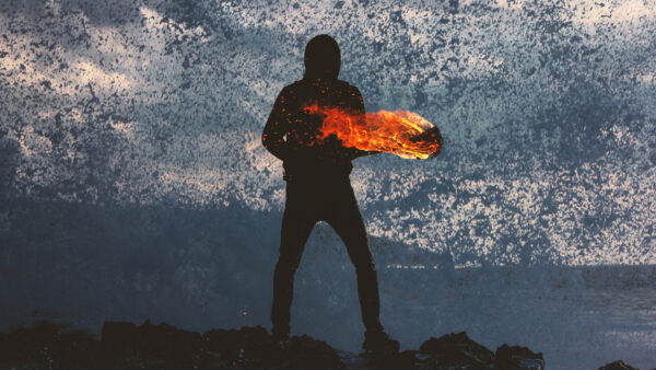Wallpaper Torch, Person, Alone, Fire, Standing, Holding, Silhouette