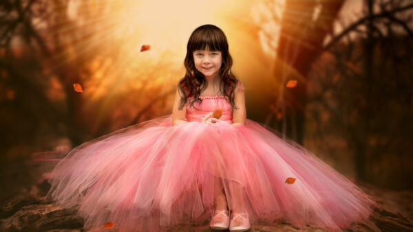 Wallpaper Dress, Wearing, Lacey, Pink, Little, Girl, Light, Cute