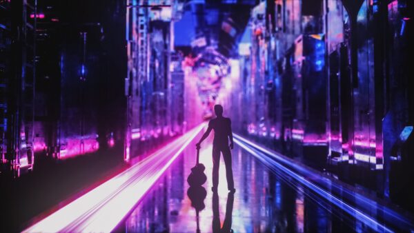 Wallpaper Silhouette, Neon, Guitarist