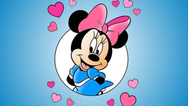Wallpaper White, And, Desktop, Circle, With, Hearts, Minnie, Mouse, Background, Pink, Blue