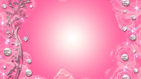 Wallpaper Heart, Desktop, Pink, White, Stones, Glittering, Background, Shape