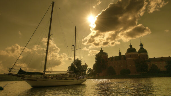Wallpaper Cloud, Island, Mariefred, Castle, Lake, Sweden, With, Desktop, Travel, Sunbeam