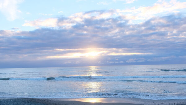 Wallpaper Sand, Ocean, During, Blue, Under, Mobile, Beach, Waves, Clouds, Nature, Sunrise, Sky, Desktop, White