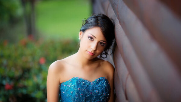 Wallpaper Blur, Girl, Background, Blue, Wearing, Model, Girls, Green, Dress, Beautiful