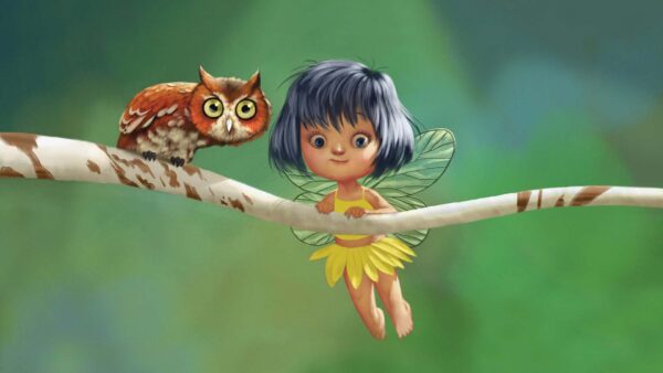 Wallpaper Kids, Girl, Owl, Near, With, Wings