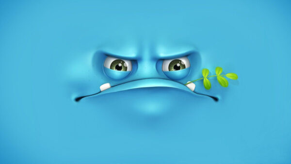 Wallpaper Leaves, Sad, Green, Face, Images, Background, Blue, Funny