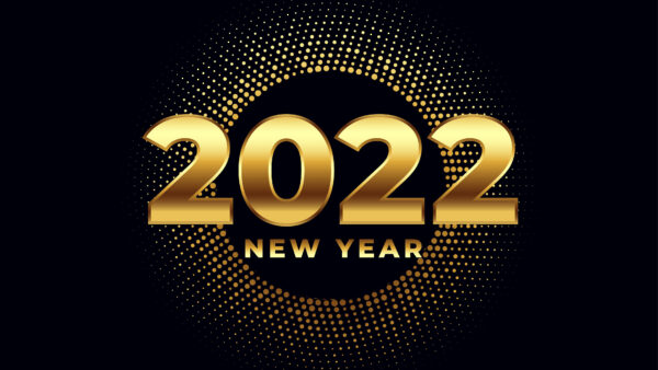 Wallpaper 2022, Year, Golden, Circle, Glare, Glitter, New, Happy