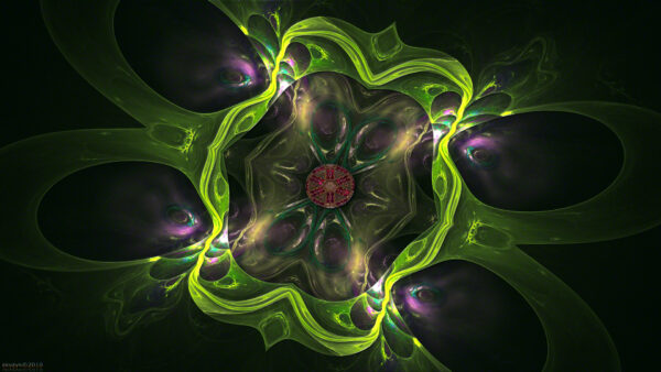 Wallpaper Art, Abstract, Purple, Green, Fractal, Shapes