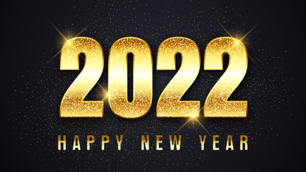 Wallpaper Background, Glitter, Glare, 2022, Black, Golden, New, Happy, Year