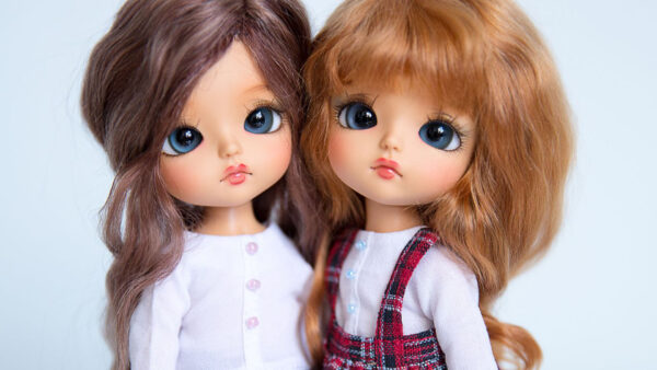Wallpaper Dolls, Two, Red, With, Desktop, White, Cute, Dress