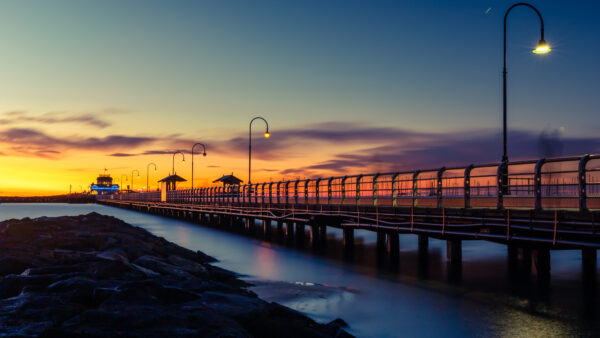 Wallpaper Dock, Wooden, Sunset