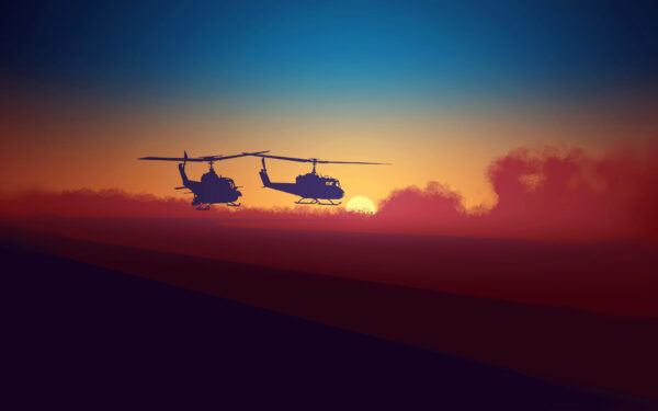 Wallpaper Choppers, Sunset, Military