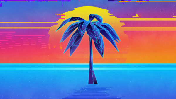 Wallpaper Digital, Palm, Desktop, Neon, Artwork, Tree, Vaporwave