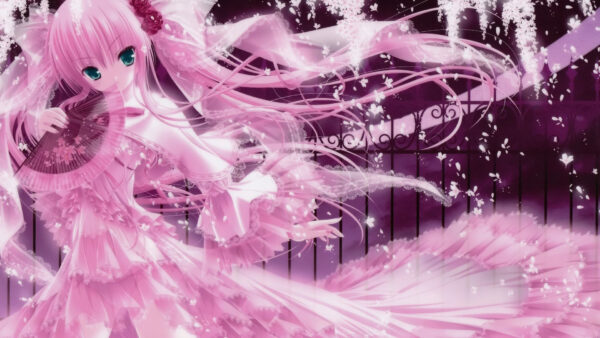 Wallpaper Anime, Pink, Girl, Girly, Dress